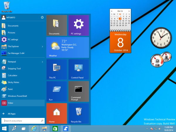 Desktop-gadgets og sidefelt for Windows 10