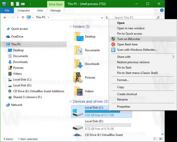 Come rimuovere BitLocker dal menu contestuale in Windows 10