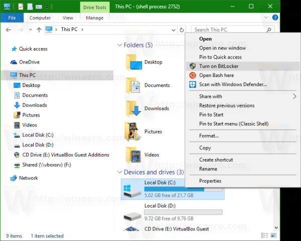 Kā noņemt BitLocker no konteksta izvēlnes sistēmā Windows 10