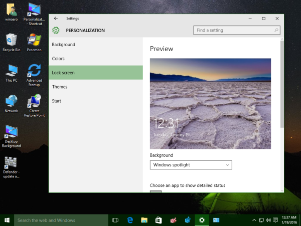 Oletusarvoisen lukitusnäytön kuvan muuttaminen Windows 10: ssä