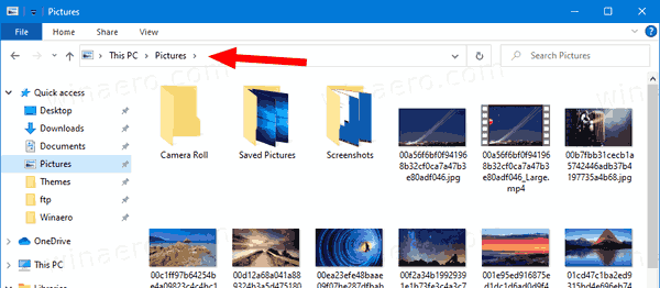 Afficher le chemin complet dans la barre d'adresse dans l'explorateur de fichiers Windows 10