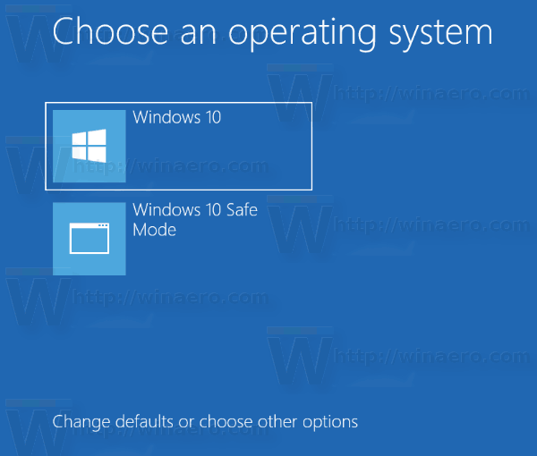 Ändra standardoperativsystem i startmenyn i Windows 10