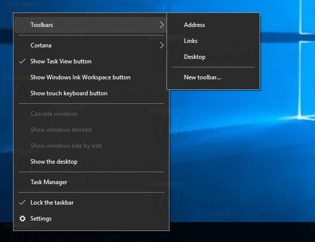 So sichern Sie Taskleisten-Symbolleisten in Windows 10
