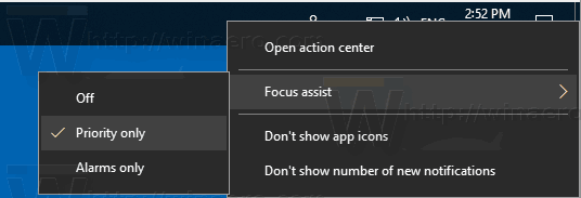Focus Assist'i lubamine Windows 10-s