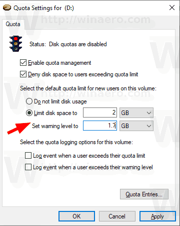 Establecer cuota de disco en el símbolo del sistema en Windows 10