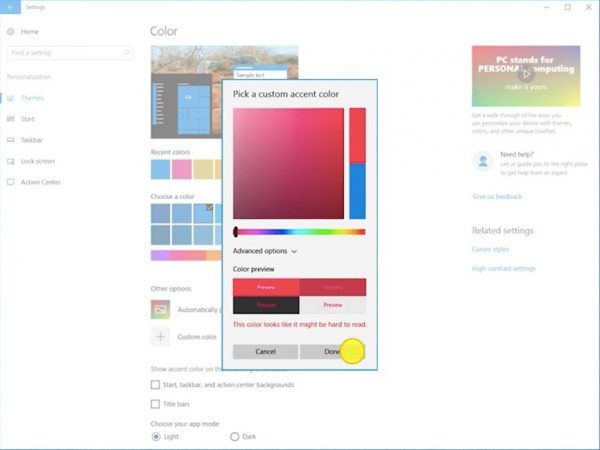Akhirnya - warna aksen khas akan datang ke Windows 10