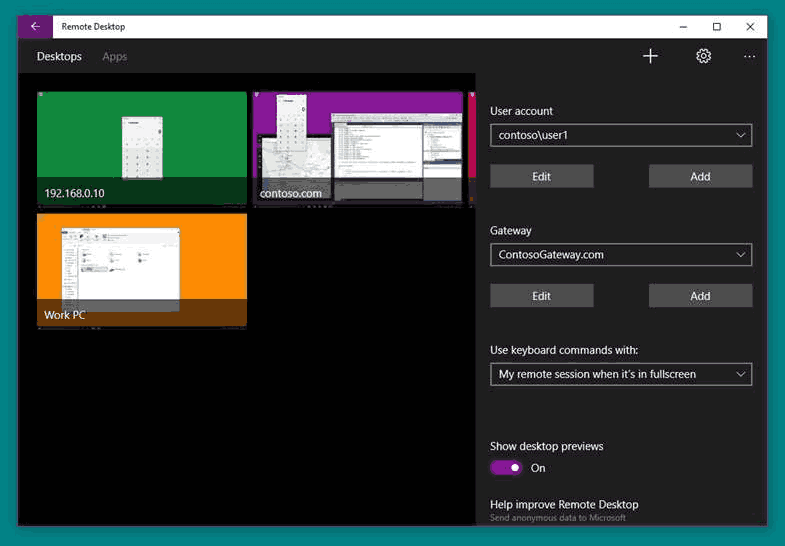 Copia de seguridad de la configuración de la aplicación de escritorio remoto en Windows 10