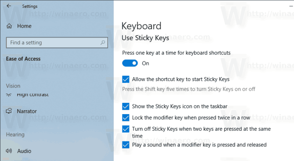 Windows 10'da Yapışkan Tuş Ayarlarını Yedekleme ve Geri Yükleme