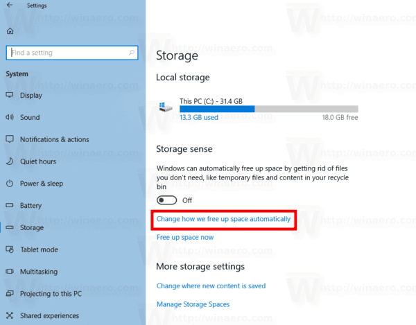 Changer les jours après lesquels pour vider la corbeille de Windows 10