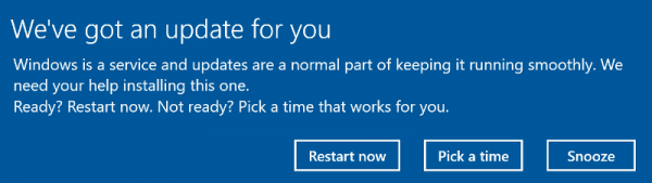 غفوة أو جدولة التحديثات في Windows 10 Creators Update