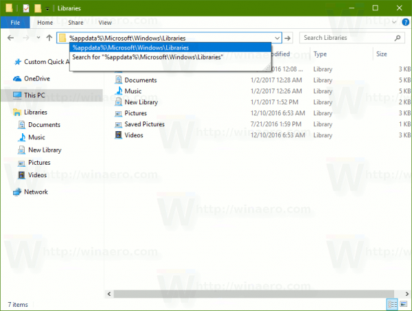 Windows 10에서 기본 라이브러리의 아이콘 변경