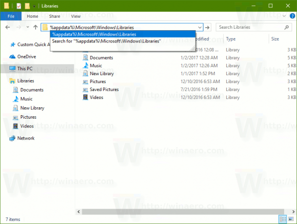 Promijenite ikone zadanih knjižnica u sustavu Windows 10