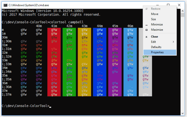 Télécharger des schémas de couleurs pour l'invite de commande dans Windows 10