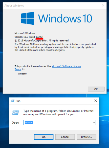 Cara mencari nombor binaan Windows 10 yang anda jalankan