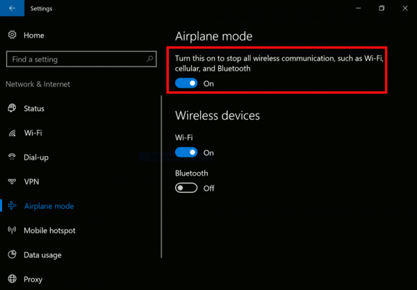 Maak een snelkoppeling naar de vliegtuigmodus in Windows 10