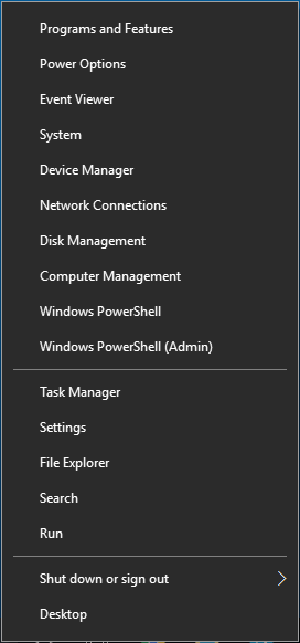 Khôi phục các mục trong Control Panel trong menu Win + X trong Windows 10 Creators Update