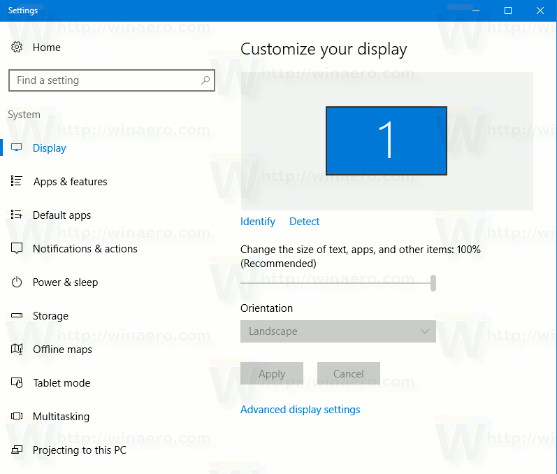 เปลี่ยนความละเอียดในการแสดงผลใน Windows 10 Creators Update