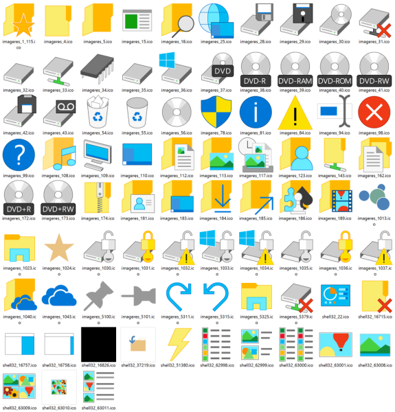 Ladda ner ikoner från Windows 10 build 10036
