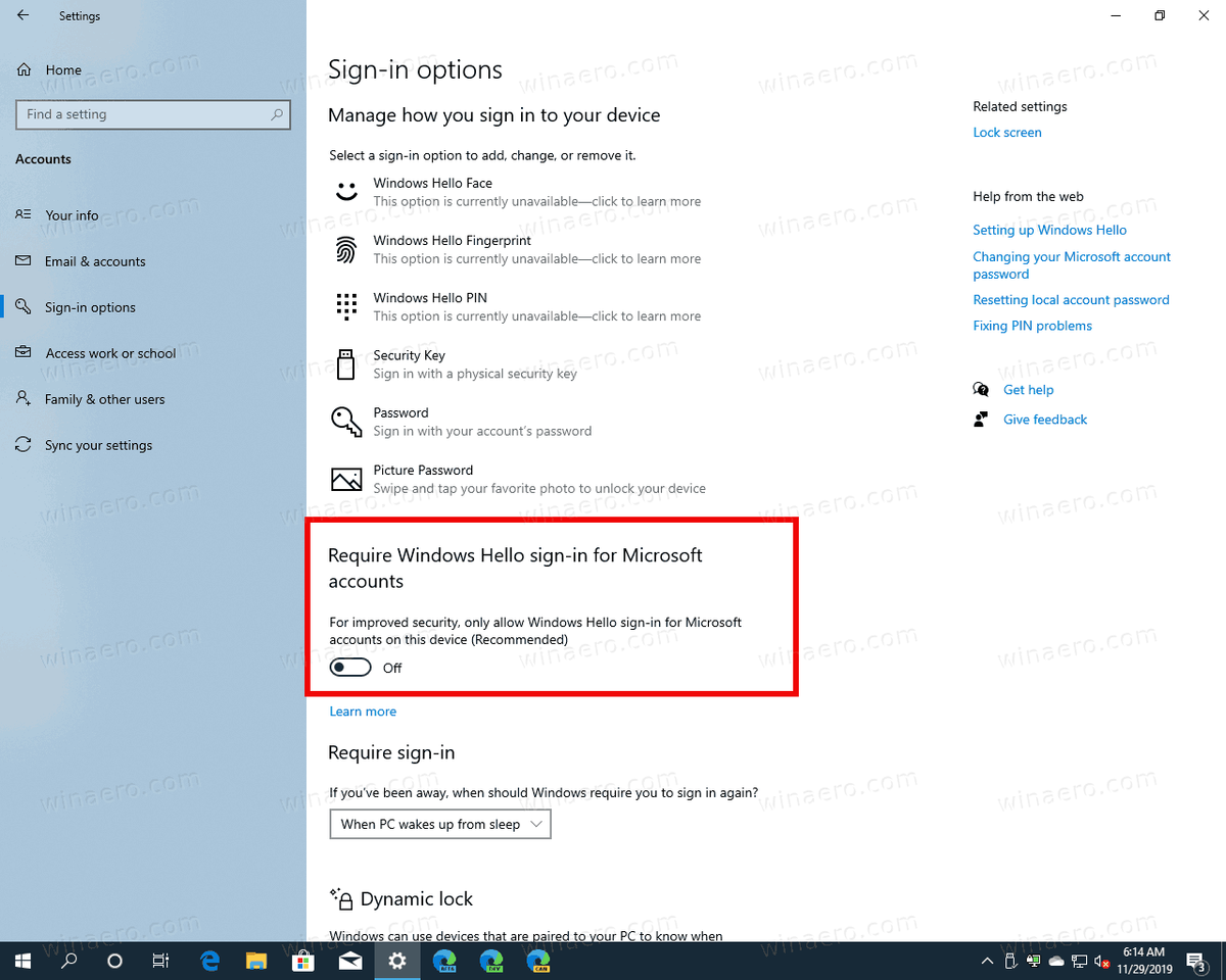 Obnovte Windows Hello v systému Windows 10