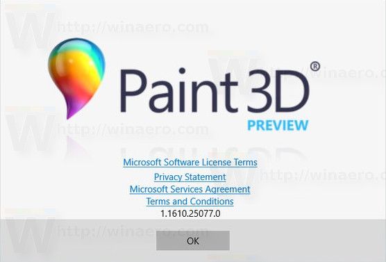 Asenna Paint 3D -esikatselu Windows 10 Non-Insider Build -sovellukseen