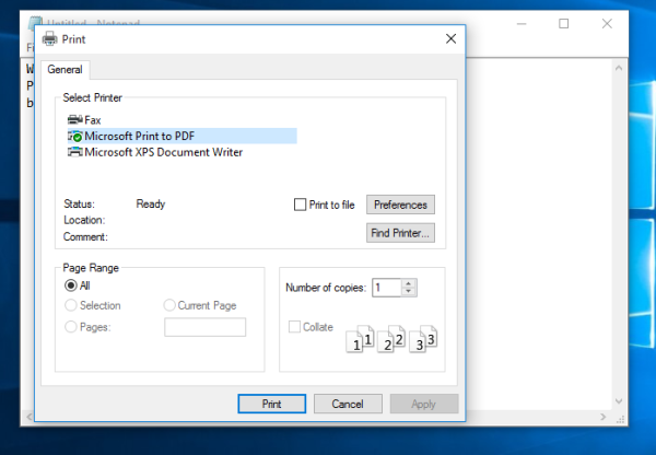 Como remover Imprimir para impressora PDF no Windows 10