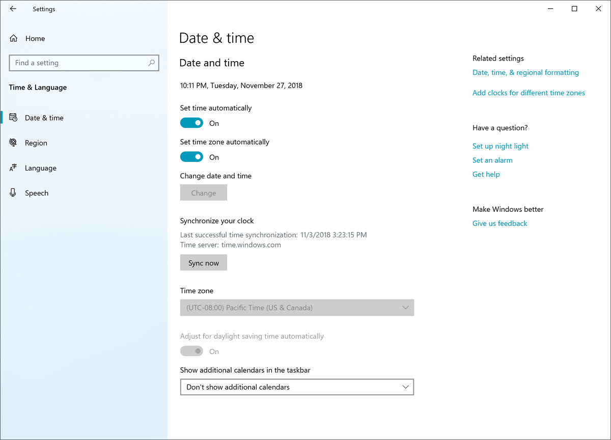 Sinhronizēt laiku ar interneta serveri manuāli sistēmā Windows 10