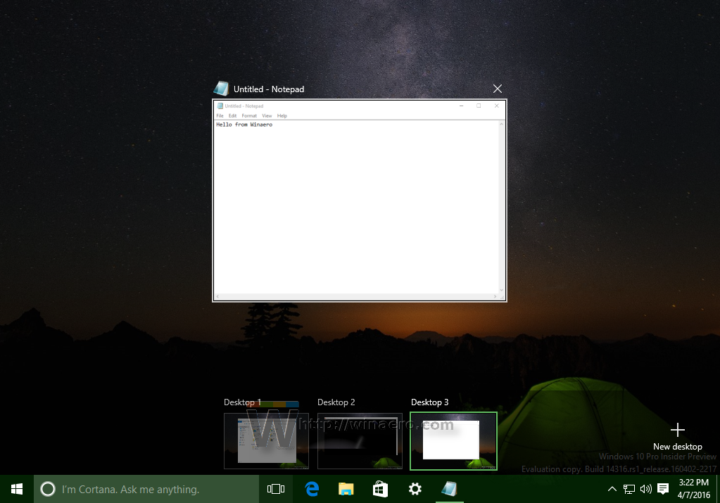 Windows 10'da Görev Görünümü Kısayolu Oluşturun