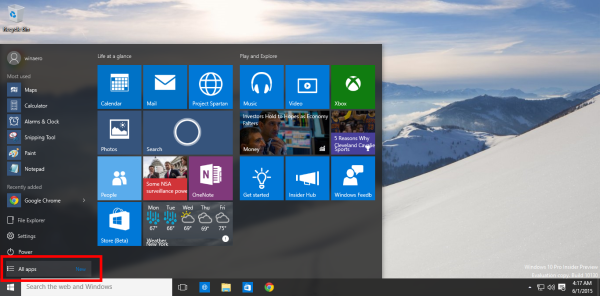 Slik navigerer du i apper etter alfabet i Windows 10 Start-meny