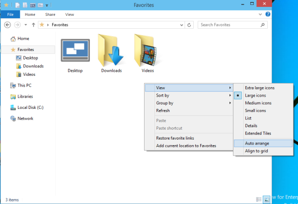 Désactiver la disposition automatique dans les dossiers sous Windows 10, Windows 8 et Windows 7