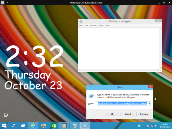 Executeu la pantalla de bloqueig com una aplicació moderna normal a Windows 10 amb una drecera o una línia d'ordres