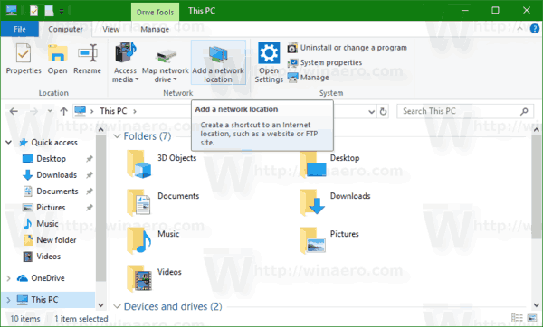 Windows 10에서이 PC에 네트워크 위치 추가