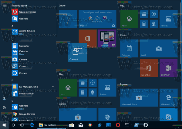 Susun atur dan Pulihkan Tata Letak Menu Mula di Windows 10
