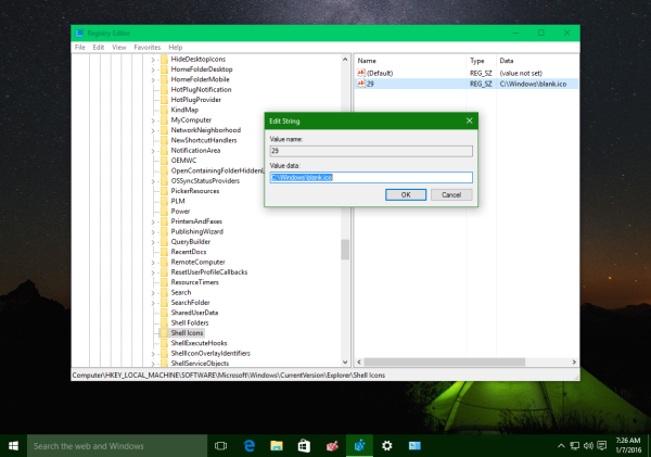 قم بإزالة تراكب سهم الاختصار في Windows 10
