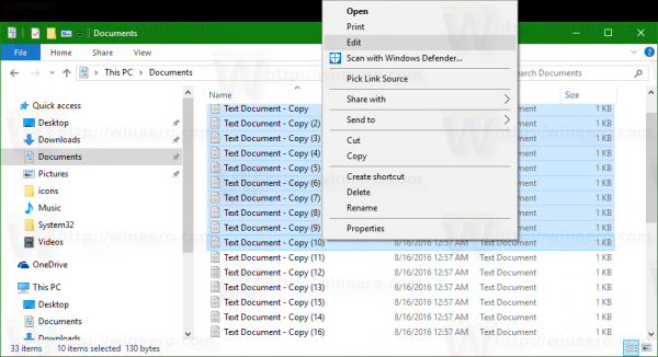 Při výběru více než 15 souborů chybí položky místní nabídky Windows 10