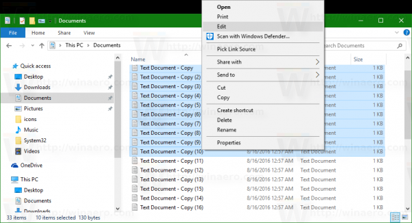 รายการเมนูบริบทของ Windows 10 หายไปเมื่อเลือกไฟล์มากกว่า 15 ไฟล์