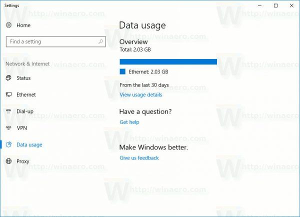 Restableix l'ús de dades de xarxa al Windows 10