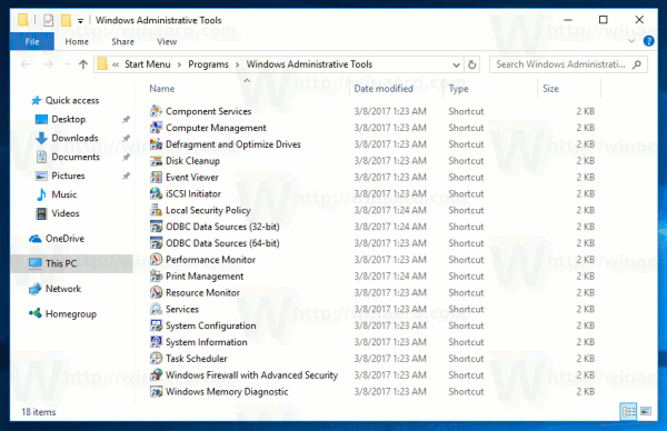 Restaurar herramientas administrativas predeterminadas en Windows 10