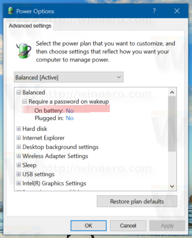 Dodajte Zahtijevajte lozinku za buđenje u Power Options u sustavu Windows 10