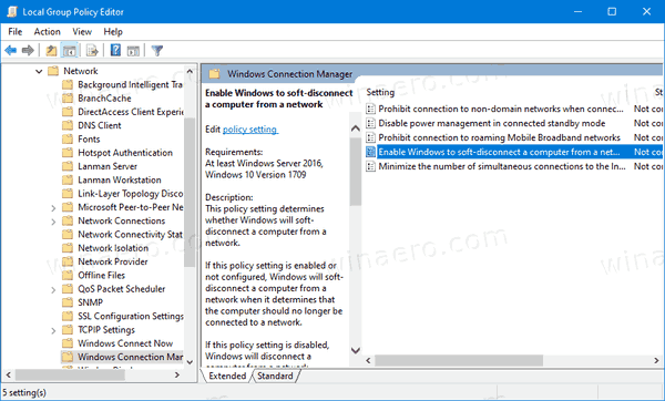 Ενεργοποίηση ή απενεργοποίηση Soft Disconnect από ένα δίκτυο στα Windows 10