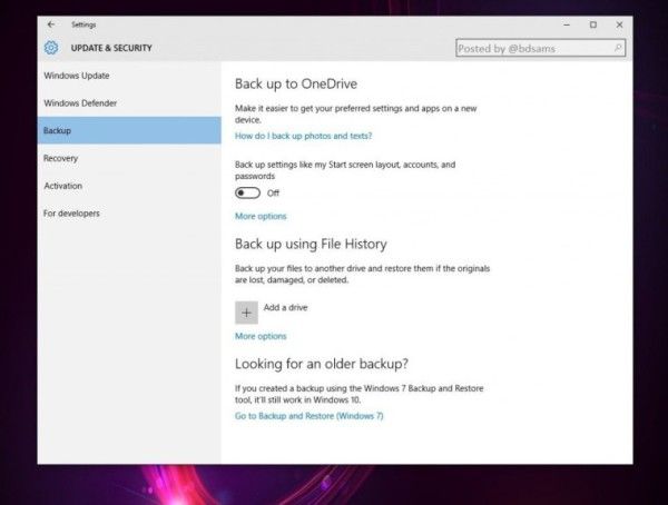 OneDrive per obtenir una funció de còpia de seguretat a Windows 10