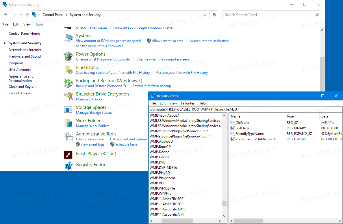 Windows 10의 제어판에 레지스트리 편집기 추가