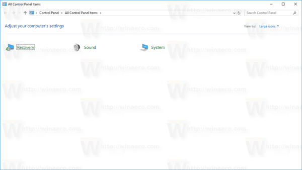 Chỉ hiển thị một số Applet của bảng điều khiển trong Windows 10