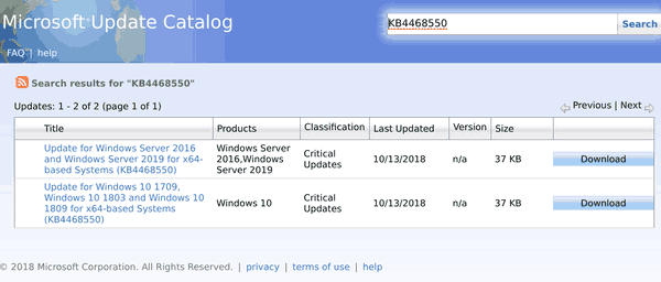 KB4468550, Windows 10 sürüm 1809'da Intel Ses sorununu düzeltir