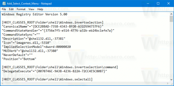 Agregar menú contextual de selección en Windows 10
