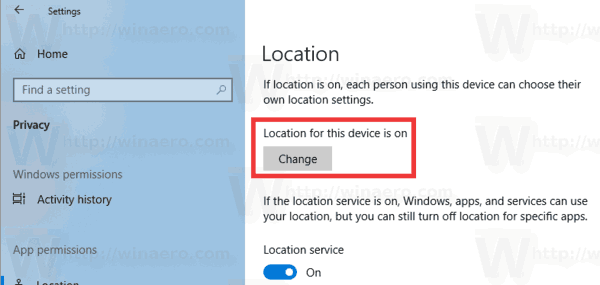 Deshabilitar el acceso de la aplicación a la ubicación en Windows 10