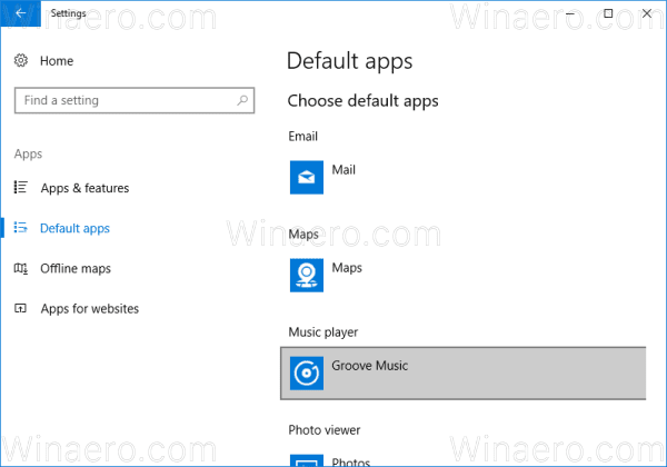 Cách đặt mặc định theo ứng dụng trong Windows 10