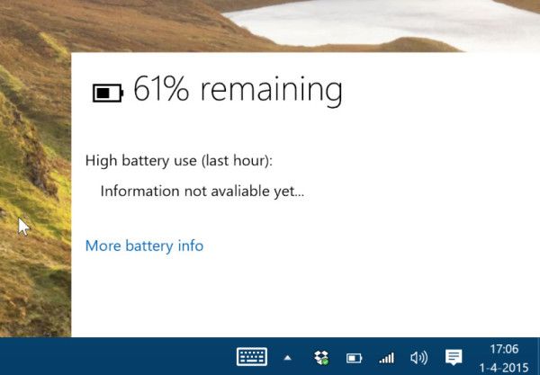 Mayroong isang bagong tagapagpahiwatig ng baterya sa Windows 10