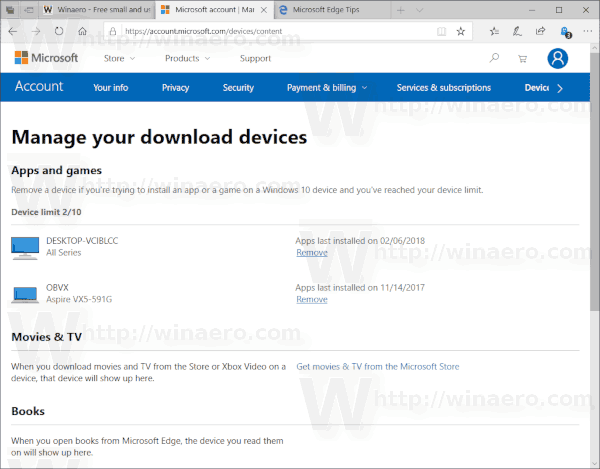 Κατάργηση συσκευής Windows 10 από λογαριασμό Microsoft Store
