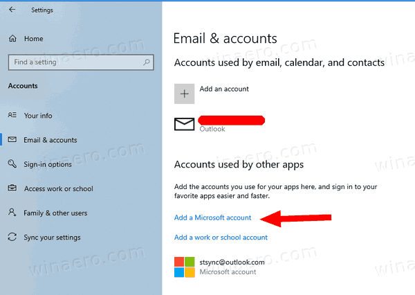 Hinzufügen und Entfernen von Konten, die von anderen Apps in Windows 10 verwendet werden
