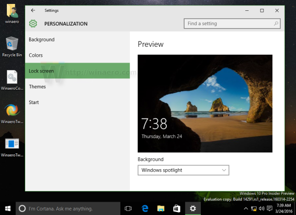 Spremenite ozadje zaklenjenega zaslona v sistemu Windows 10